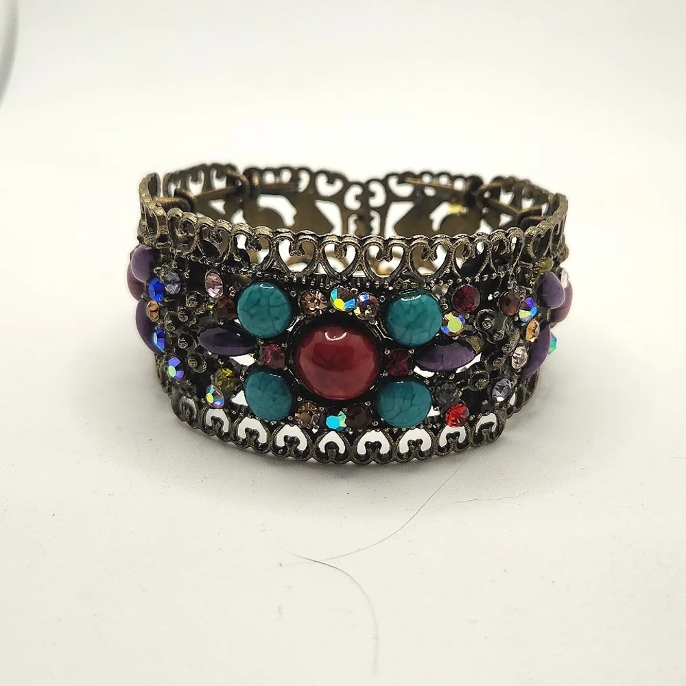 Vintage 90s Women Bohemian multi color bracelet - Picture 2 of 6
